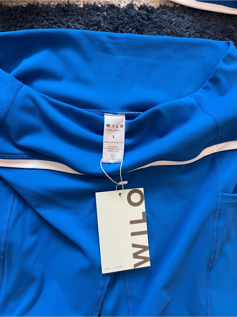 NWT Wilo The Label Active Set Sports Bra Biker Shorts Cobalt Blue, Size Large - Picture 6 of 6